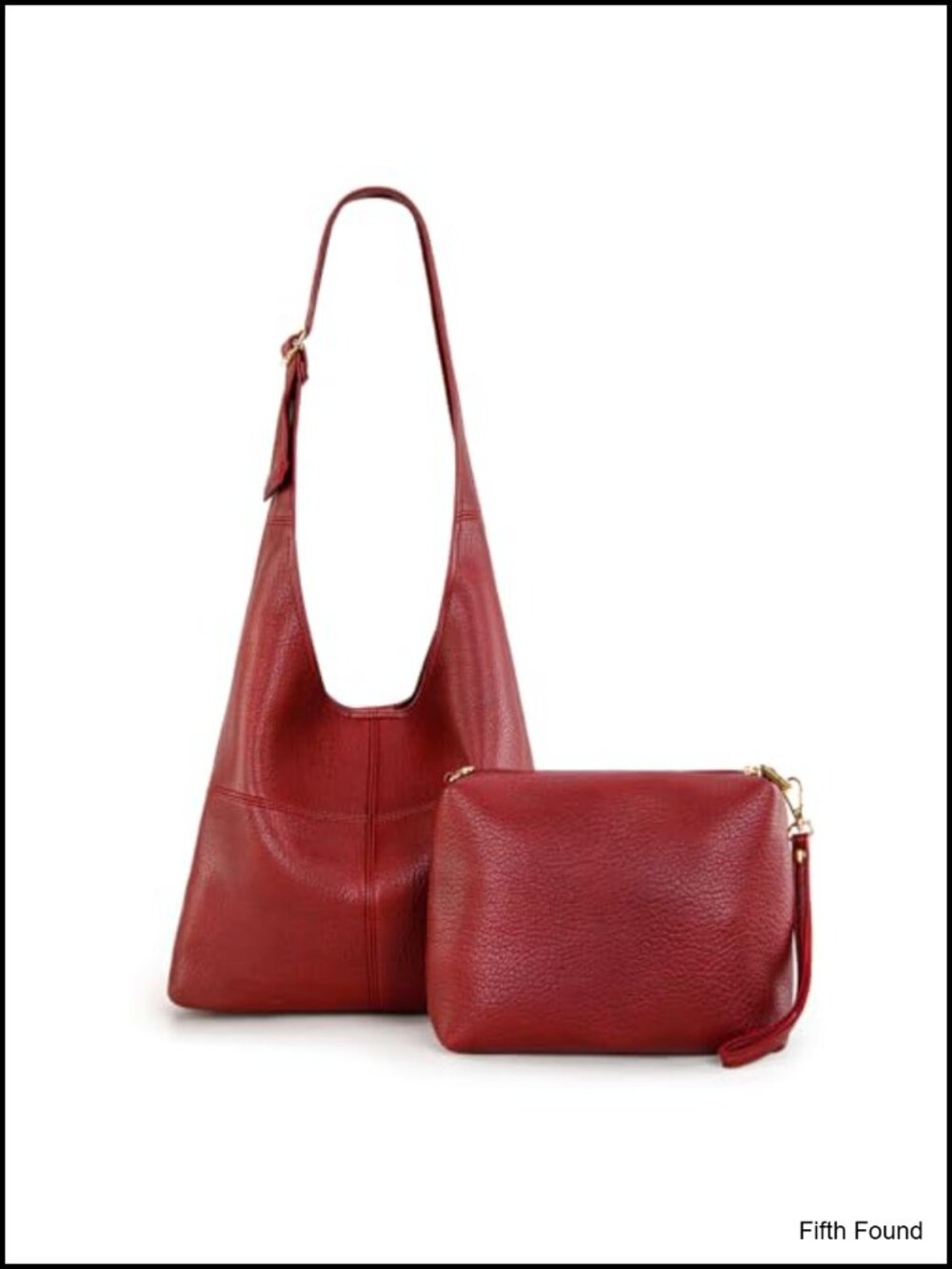 Vegan Leather Hobo Shoulder Bag with Wristlet